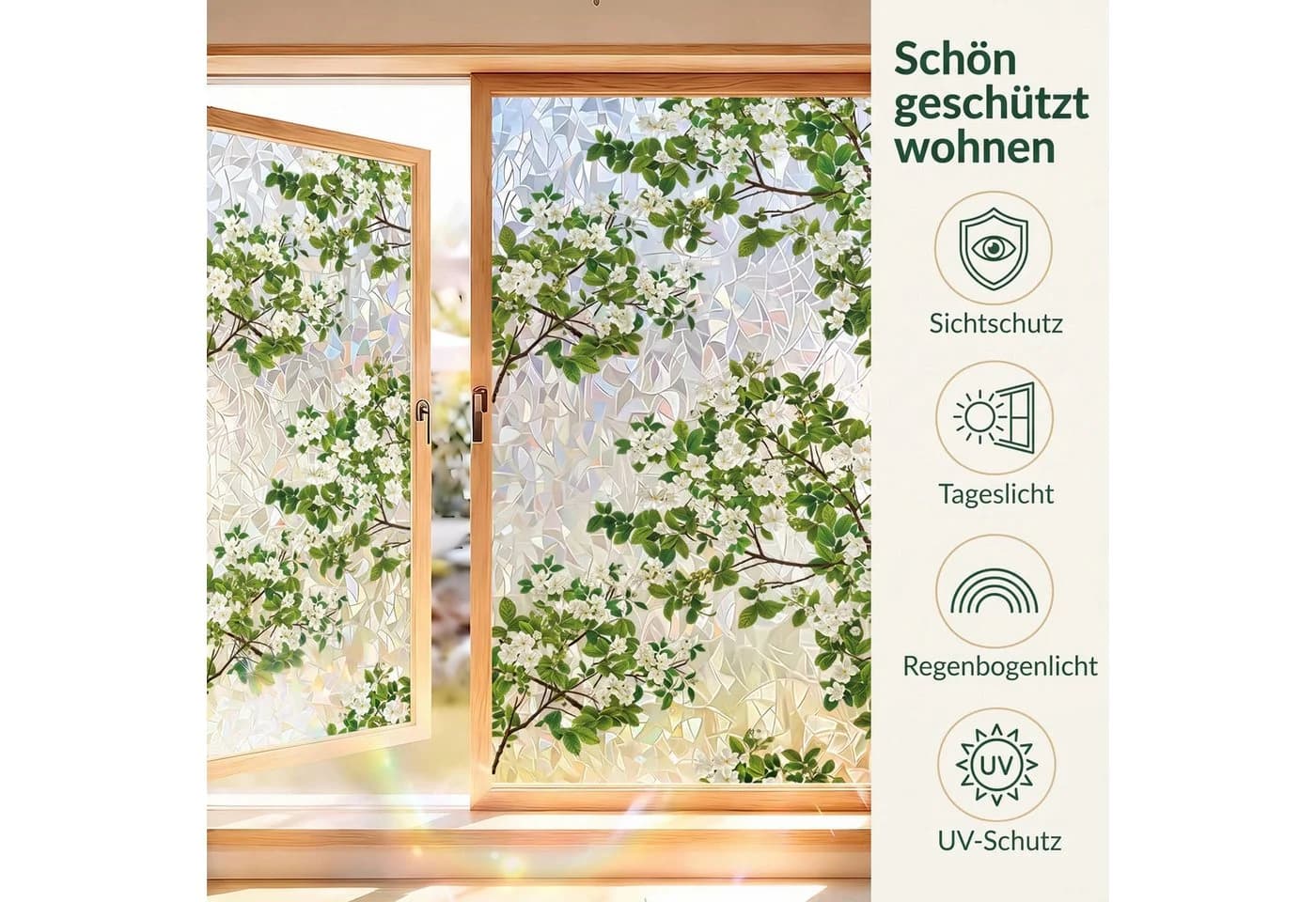 HomeBella Buntglasfolie Blumen & Blätter Milchglasoptik - Bild 4