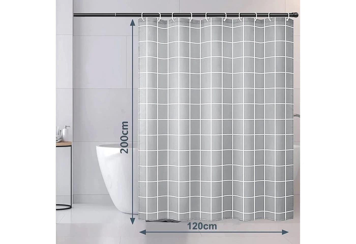 HomeBella Duschvorhang Kariert Grau Polyester Antischimmel - Bild 5