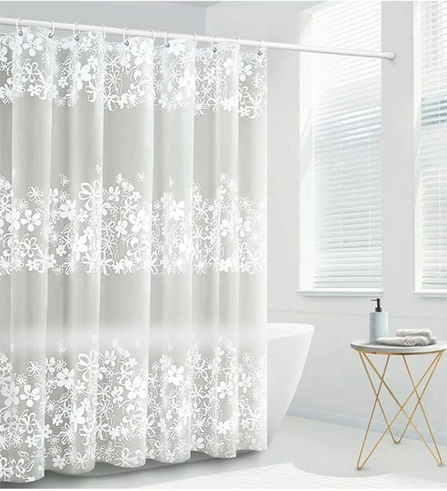 HomeBella Duschvorhang Weiß PEVA Wasserdicht mit Ringen