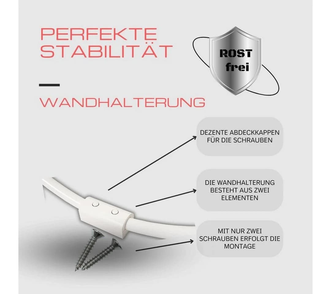 Ekershop Duschvorhangstange Alu Ringstange Weiß Ø 80 cm - Bild 4
