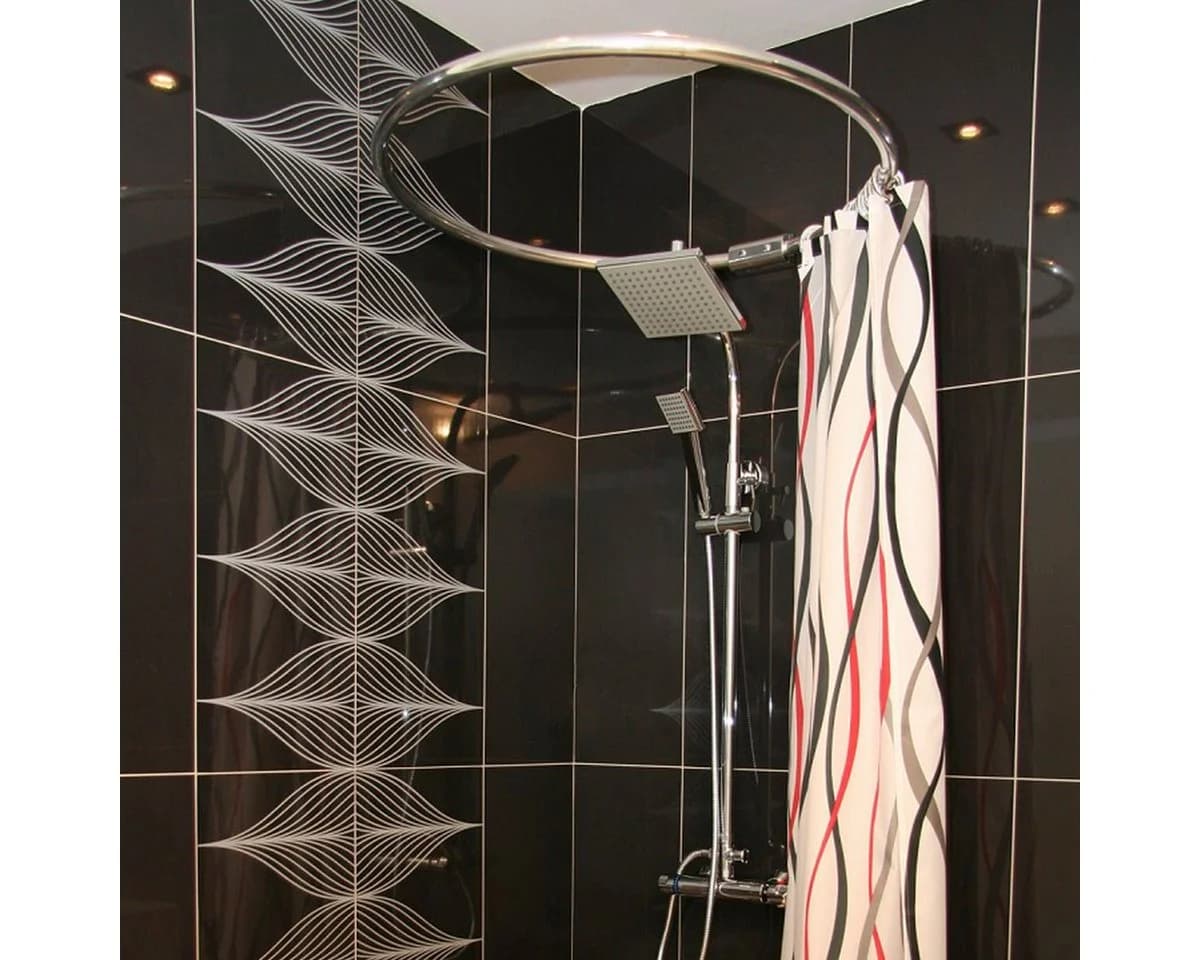 Ekershop Duschvorhangstange Alu Ringstange Silber Chrom Rund Ø 80 cm