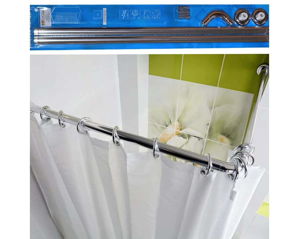 Ekershop Duschvorhangstange Aluminium Chrom 90x90 cm 2er Set - Bild 3