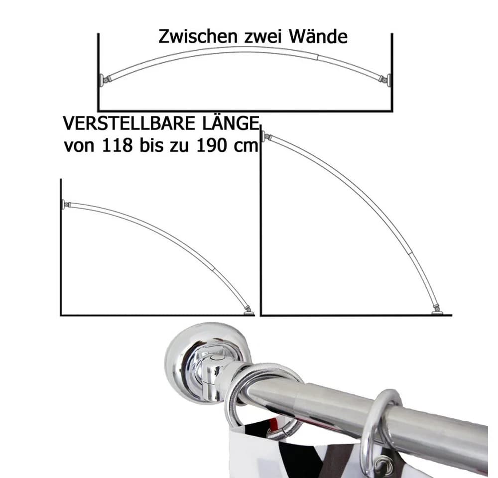 Ekershop Duschvorhangstange Aluminium Chrom Oval Stange - Bild 2