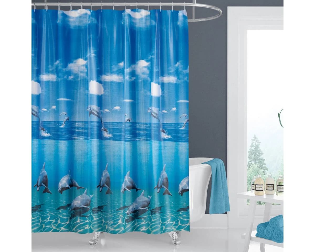 Ekershop Duschvorhang Delfin Blau