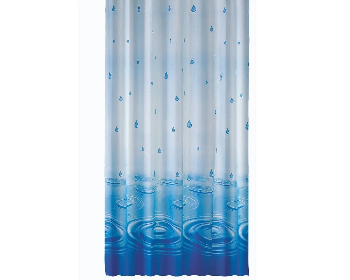 Ekershop Duschvorhang Textil Wassertropfen Blau Inklusive Ringe - Bild 2