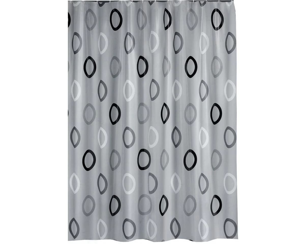 Ekershop Duschvorhang Textil Grau mit Kreisen inkl. Ringe - Bild 2