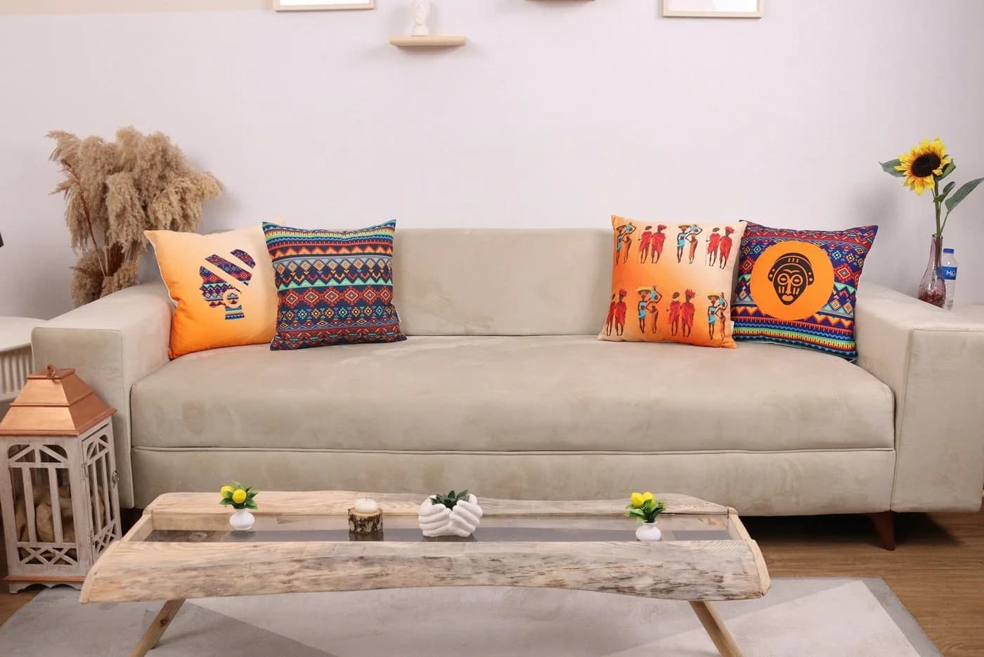 Ekershop Kissenhüllen 4er Set Afrika Style Bunt Orange Polyester - Bild 3