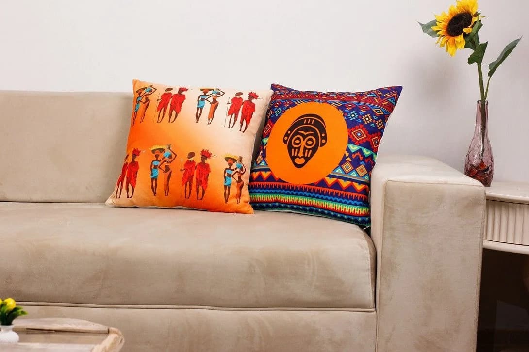 Ekershop Kissenhüllen 4er Set Afrika Style Bunt Orange Polyester - Bild 5