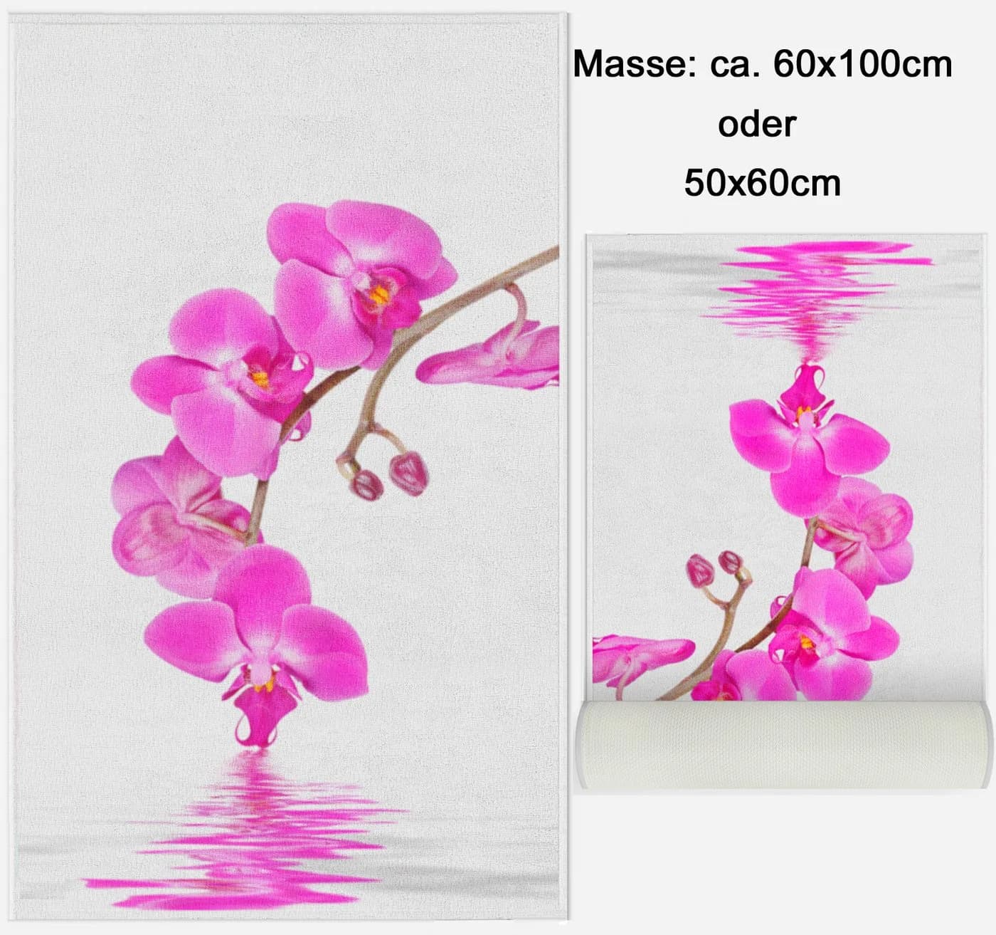 Ekershop Badematte Orchideen Rutschhemmend Polyester