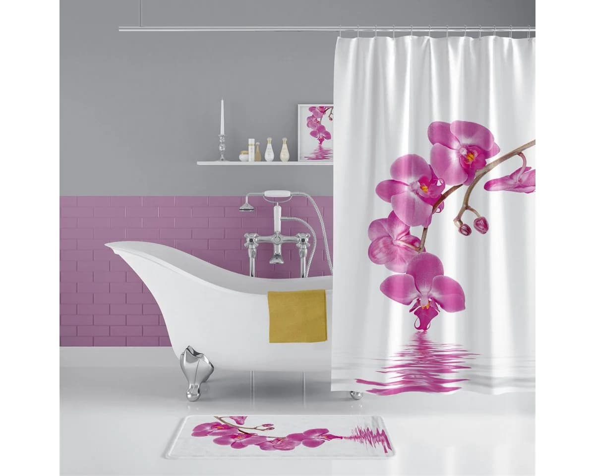 Ekershop Badematte Orchideen Rutschhemmend Polyester - Bild 5