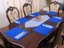 Ekershop Tischläufer und 6 Platz-Matten Set Blau Kariert Bild 1