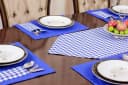 Ekershop Tischläufer und 6 Platz-Matten Set Blau Kariert Bild 3