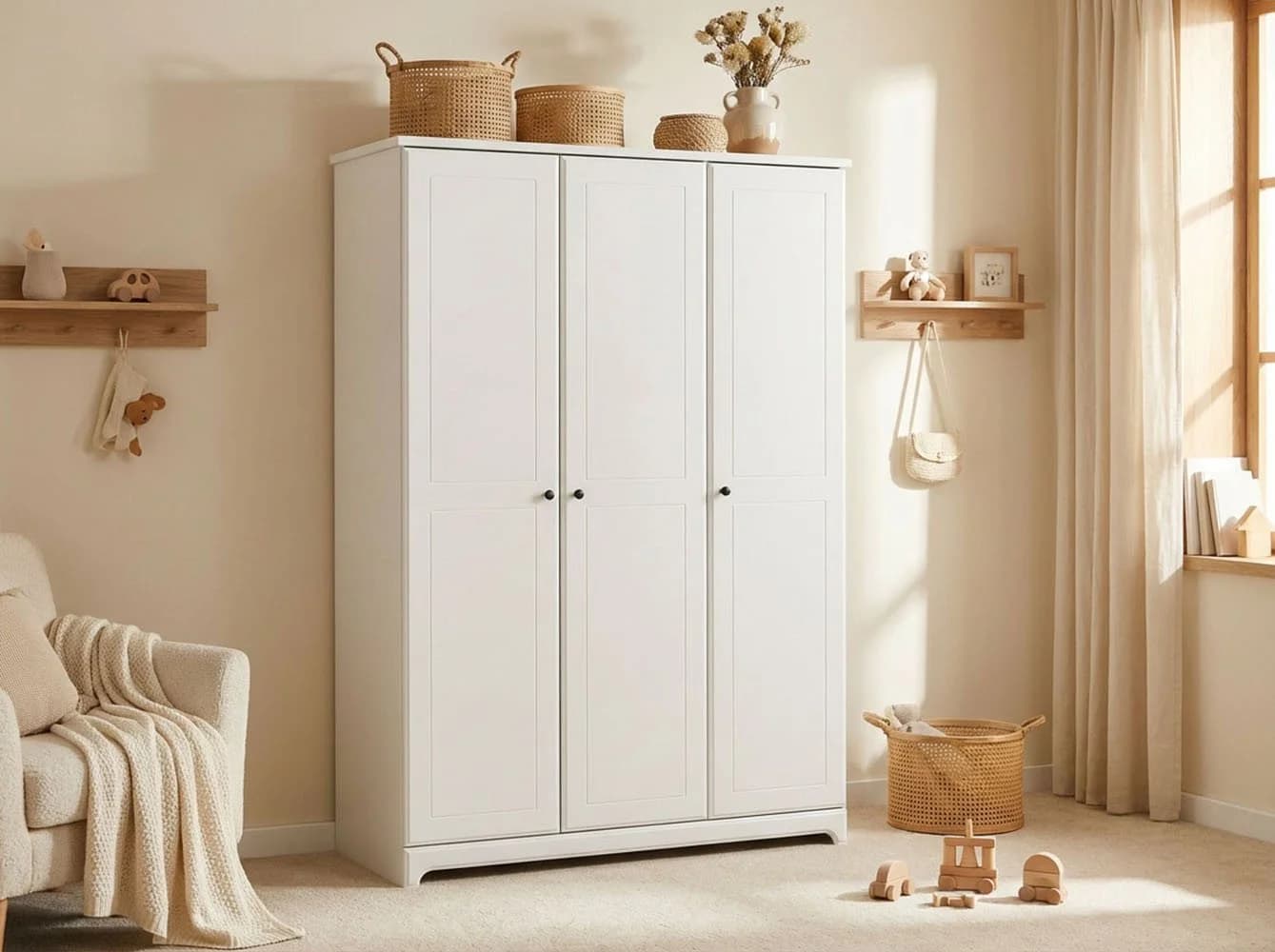 Arthur Berndt Thilo Kinderkleiderschrank Weiß 3-Türig mit Soft-Close