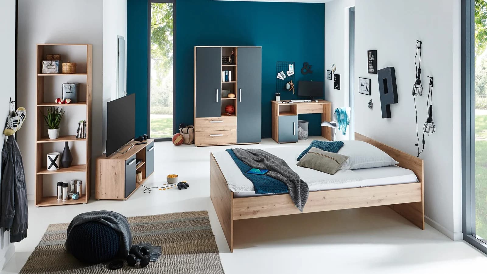 Arthur Berndt Alessio Jugendzimmer-Set Braun Anthrazit