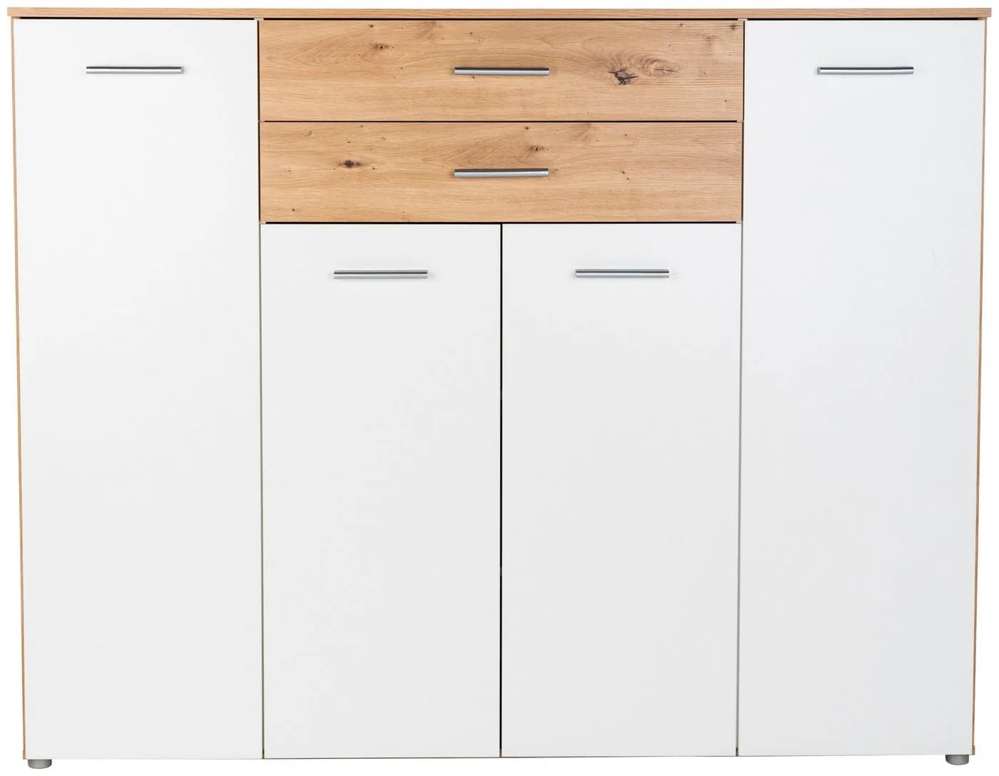 Home Affaire Hochkommode Prato Weiß Braun 2 Schubladen 4 Türen - Bild 3