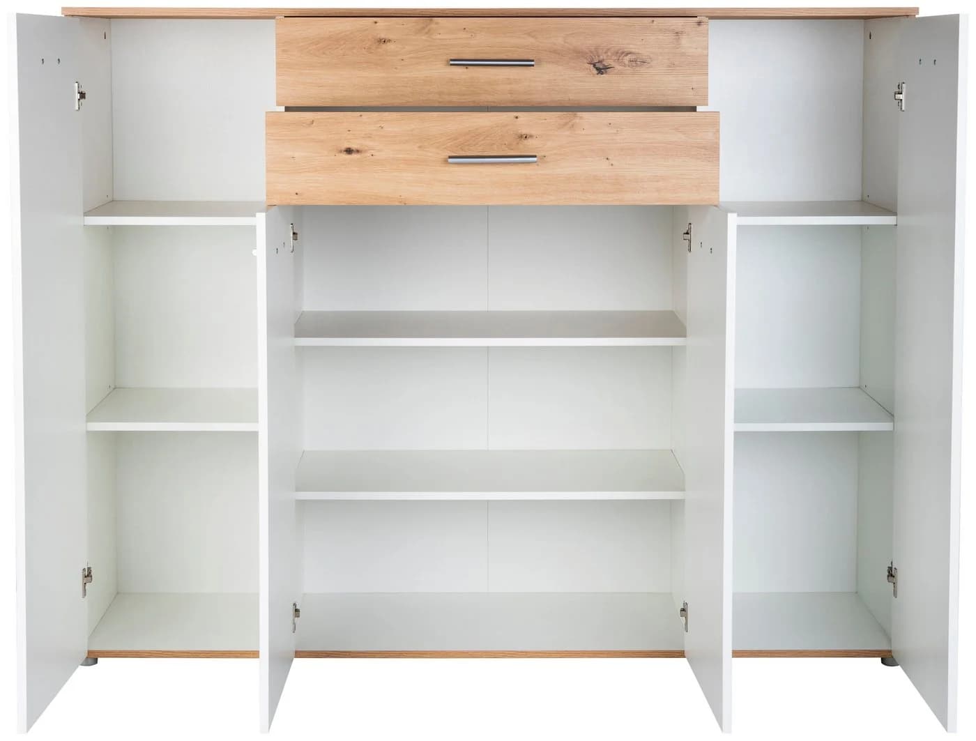 Home Affaire Hochkommode Prato Weiß Braun 2 Schubladen 4 Türen - Bild 4