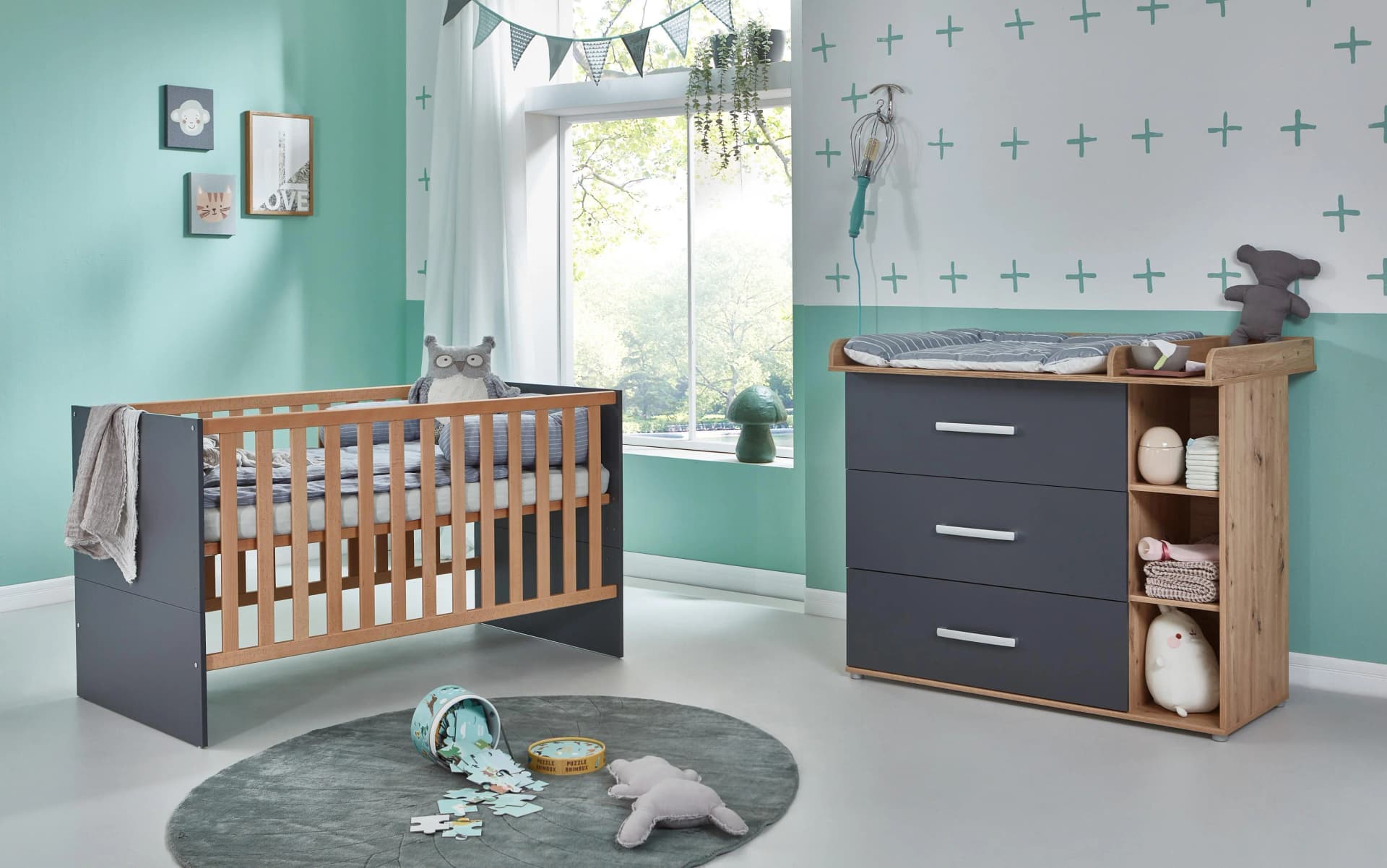 Arthur Berndt Babyzimmer Set Alessio 2-teilig Grau Braun