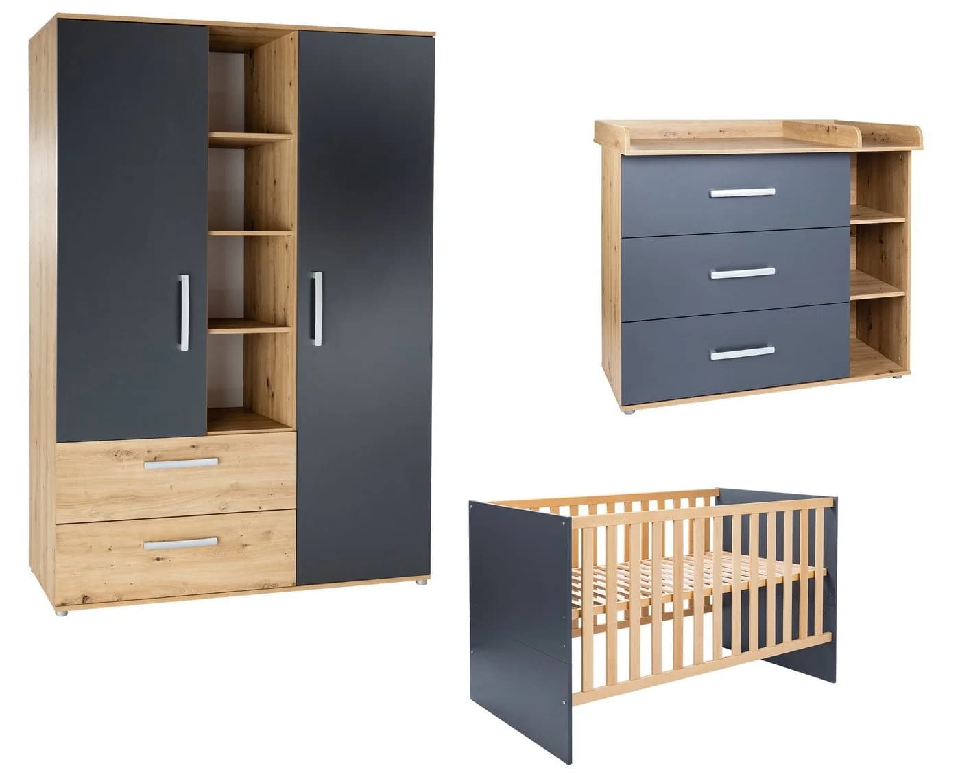 Arthur Berndt Babyzimmer-Set Alessio 3-teilig Anthrazit Eiche - Bild 2