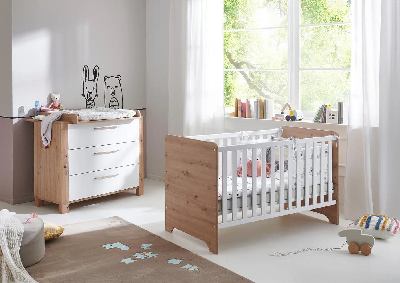 ARTHUR BERNDT Babyzimmer Set Marlon 2-teilig Weiß/Natur