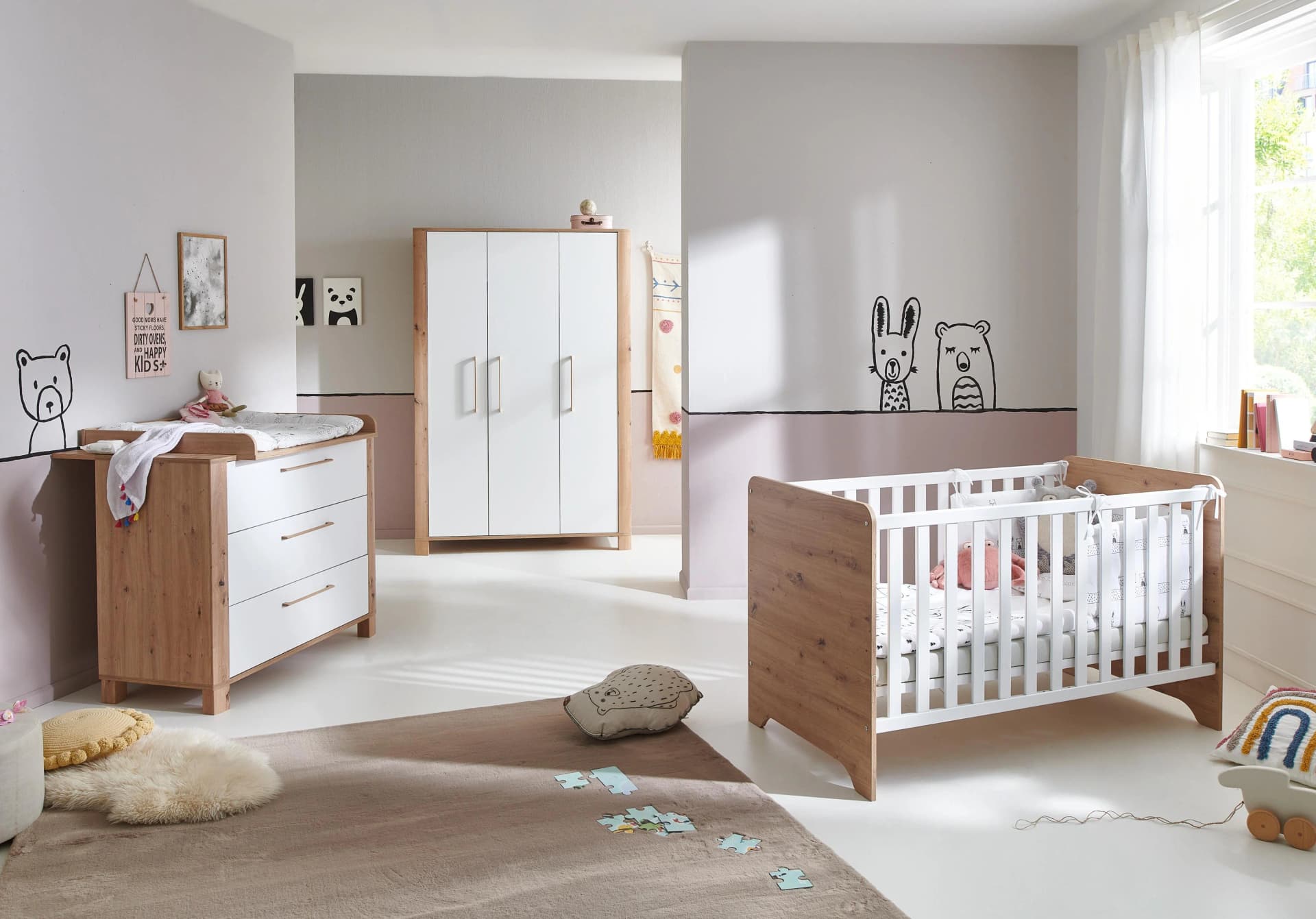 Arthur Berndt Babyzimmer Set Marlon 3-teilig Weiß/Natur