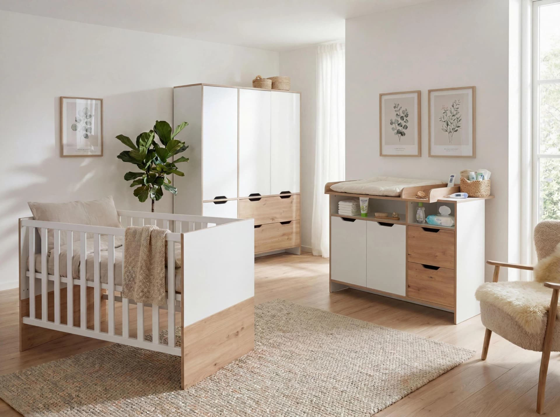 Arthur Berndt Babyzimmer Set Maxim 3-teilig Weiß/Braun