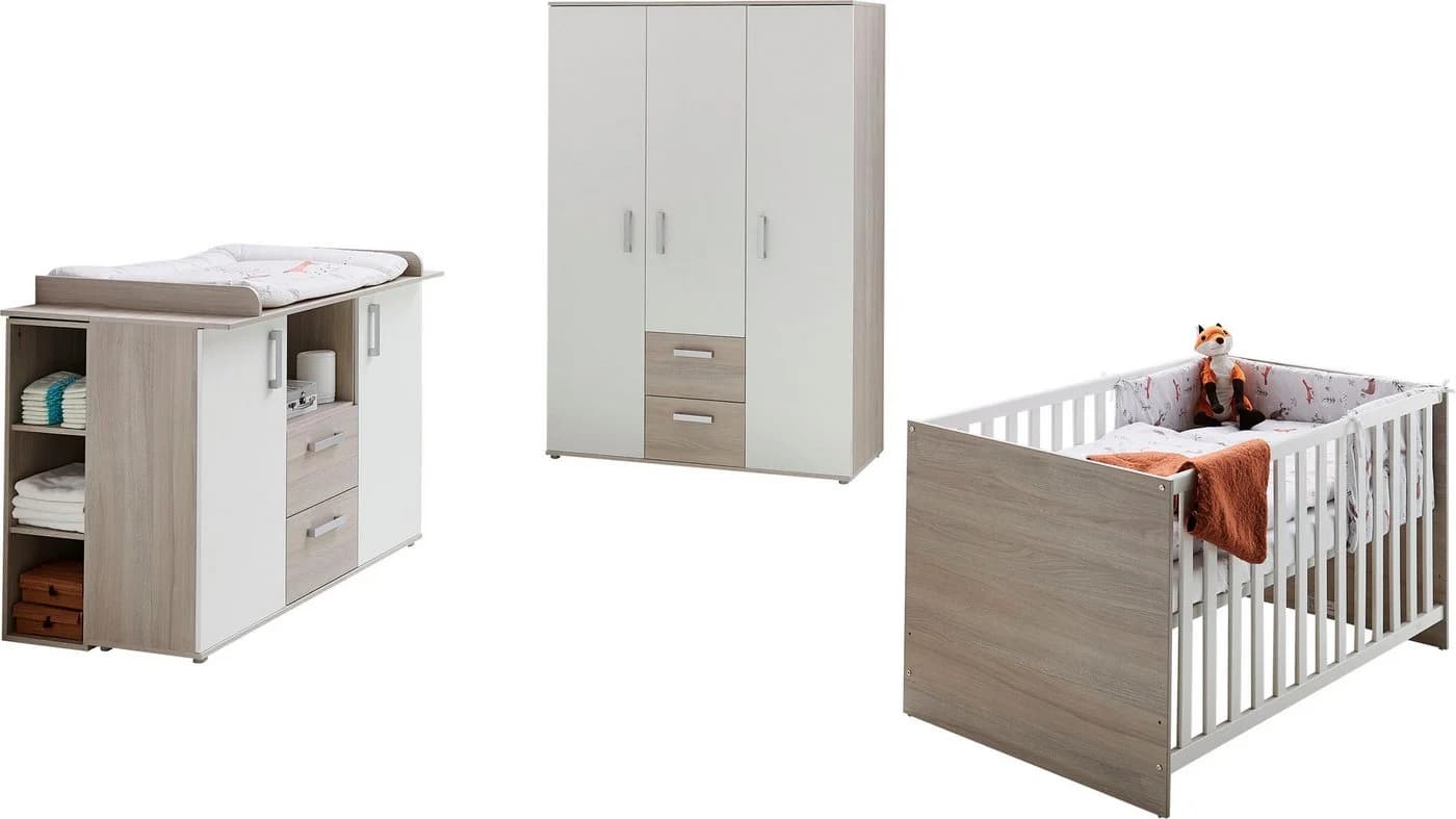 HOME AFFAIRE Babyzimmer-Komplettset Geert Grau/Weiß 4-teilig - Bild 2