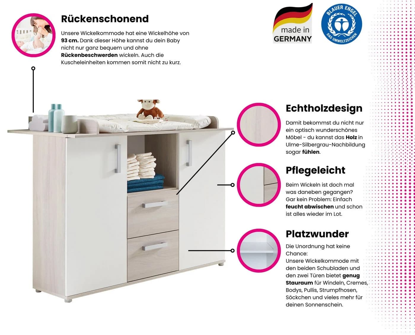HOME AFFAIRE Babyzimmer-Komplettset Geert Grau/Weiß 4-teilig - Bild 3