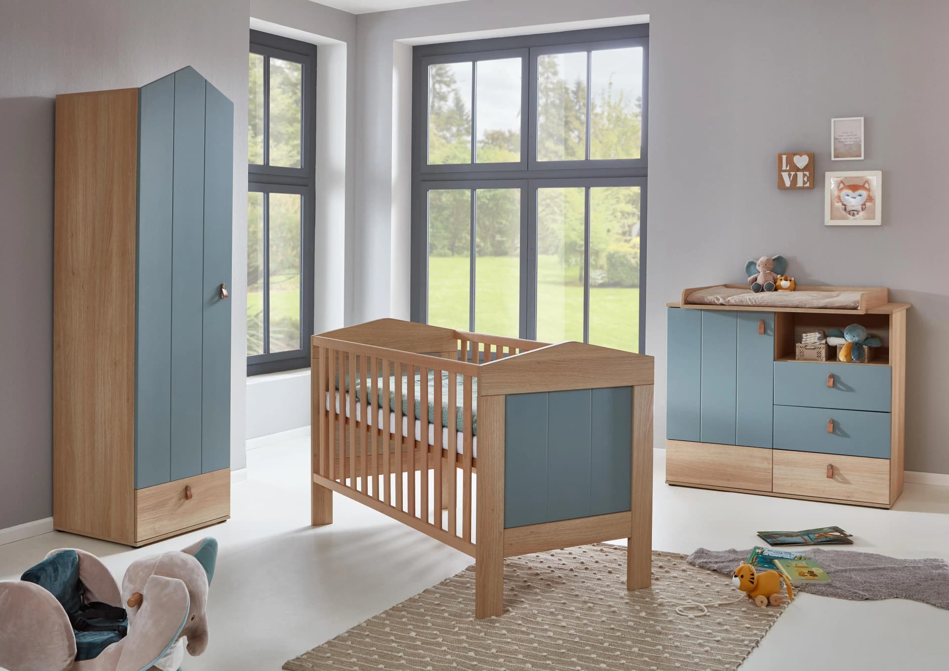 Arthur Berndt Babyzimmer-Set Roofy 3-teilig mit 1-türigem Kleiderschrank