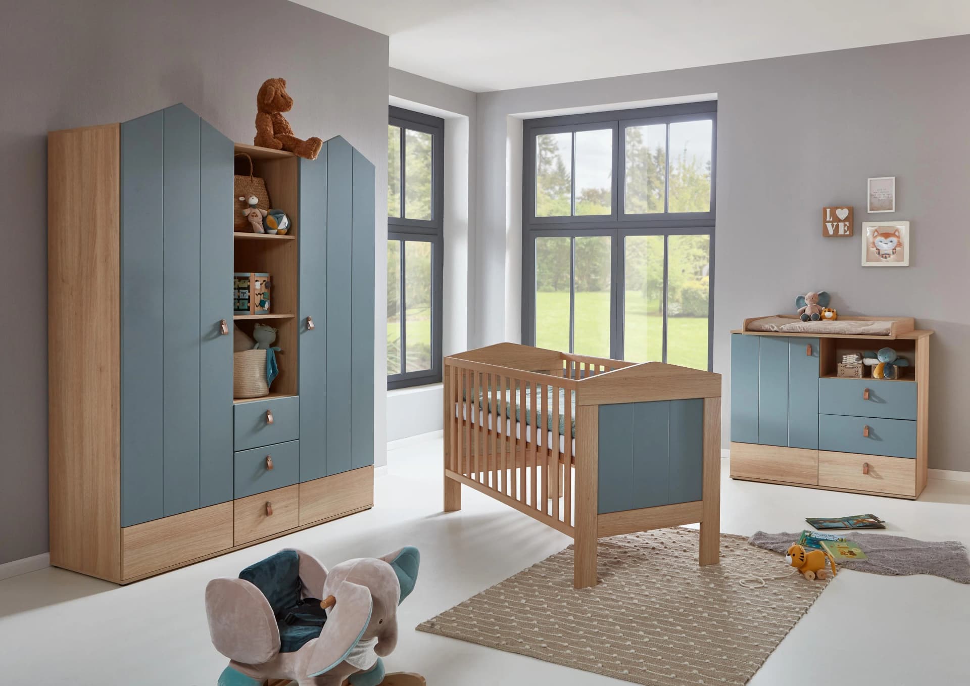 Arthur Berndt Babyzimmer-Set Roofy 3-teilig mit Kleiderschrank