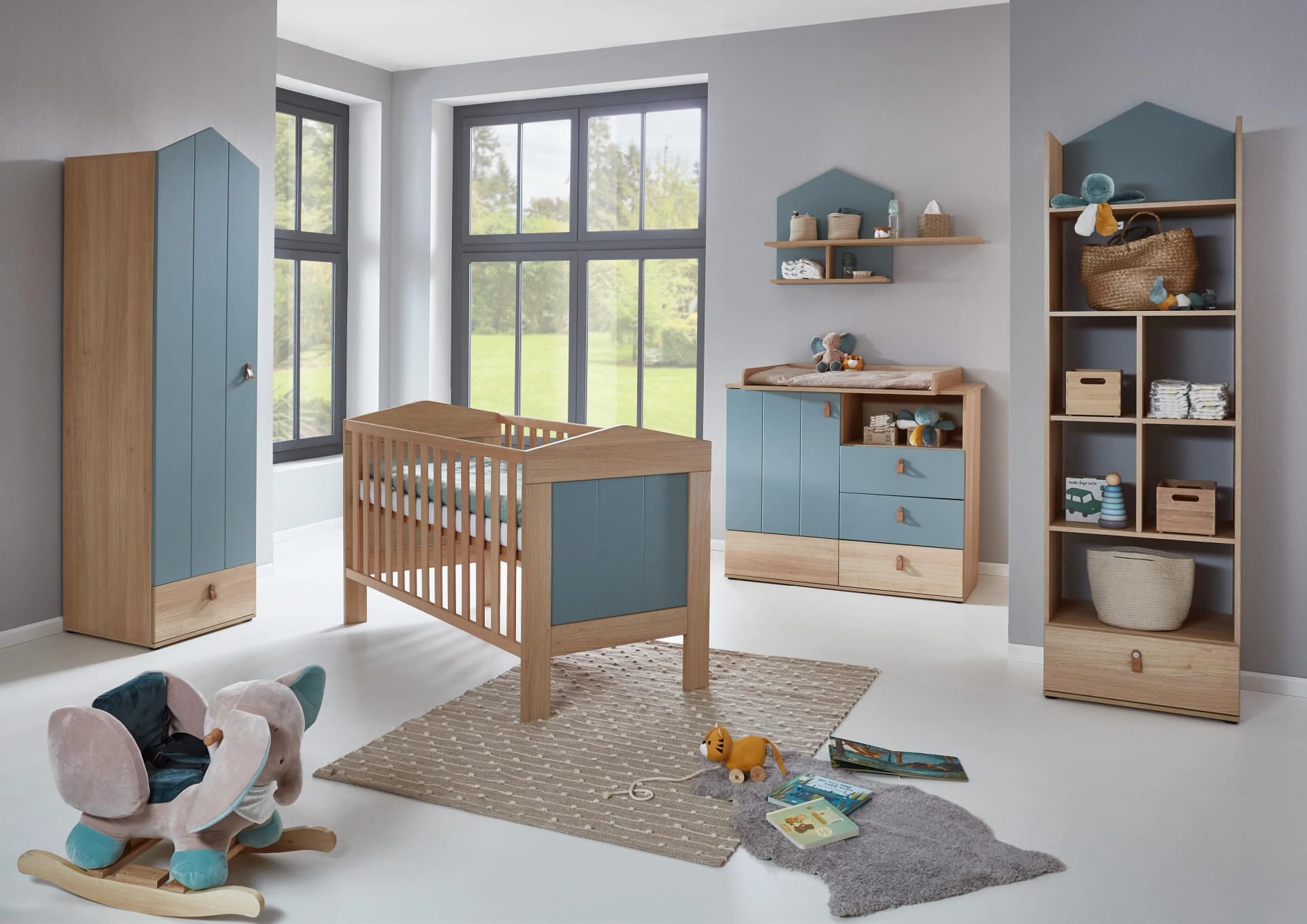 Arthur Berndt BABYZIMMER Mega-Set Roofy 6-tlg. 1-türig Eiche/Salbeigrün