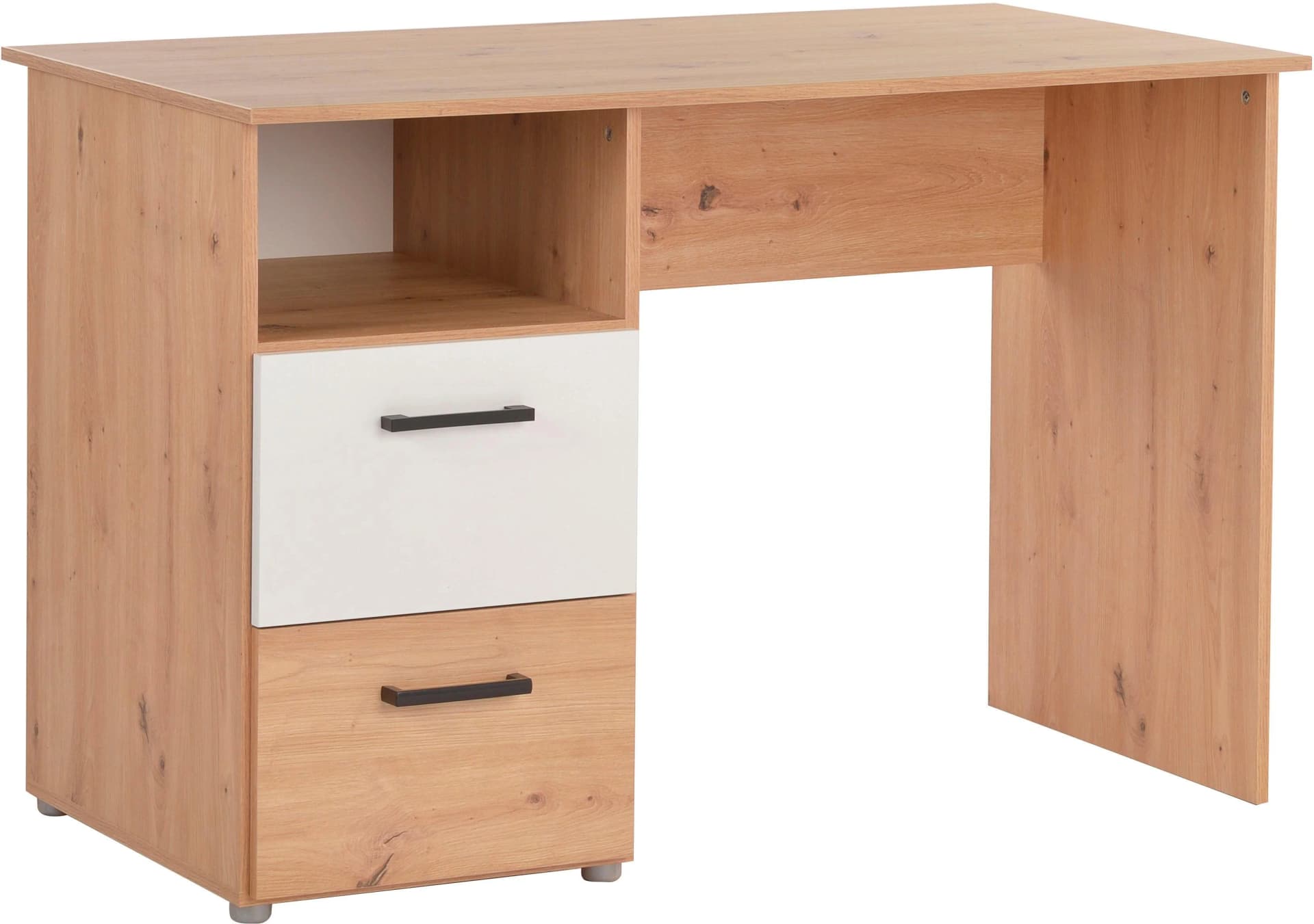 ARTHUR BERNDT Schreibtisch Bente Artisan Oak Weiß mit 2 Schubladen