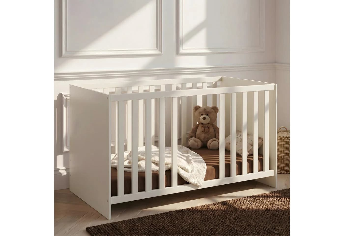 arthur berndt Babybett Essentials Weiß Mitwachsend 4-fach höhenverstellbar