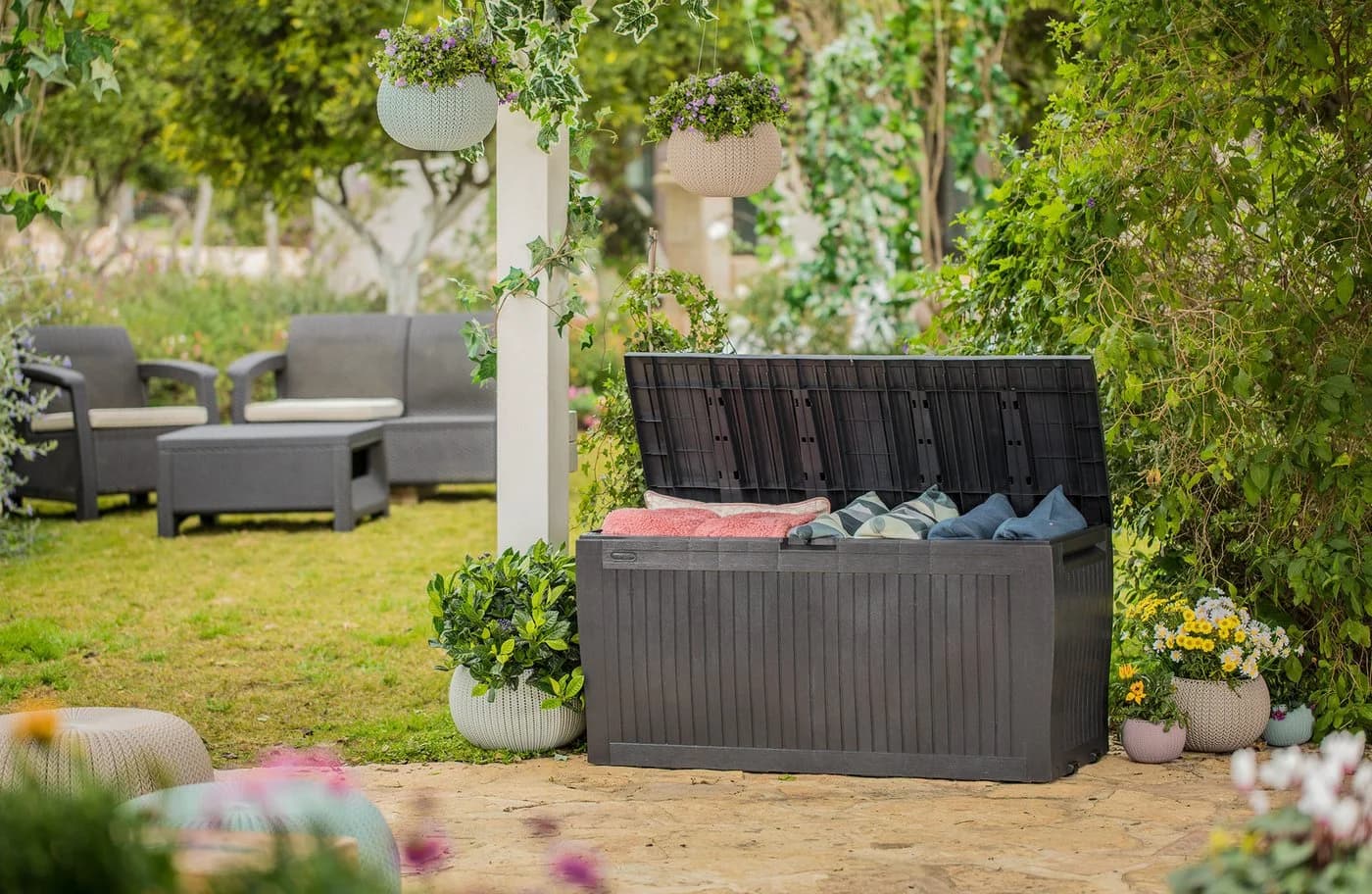 Keter Gartenbox Comfy 270L Anthrazit Braun Aufbewahrungsbox - Bild 5