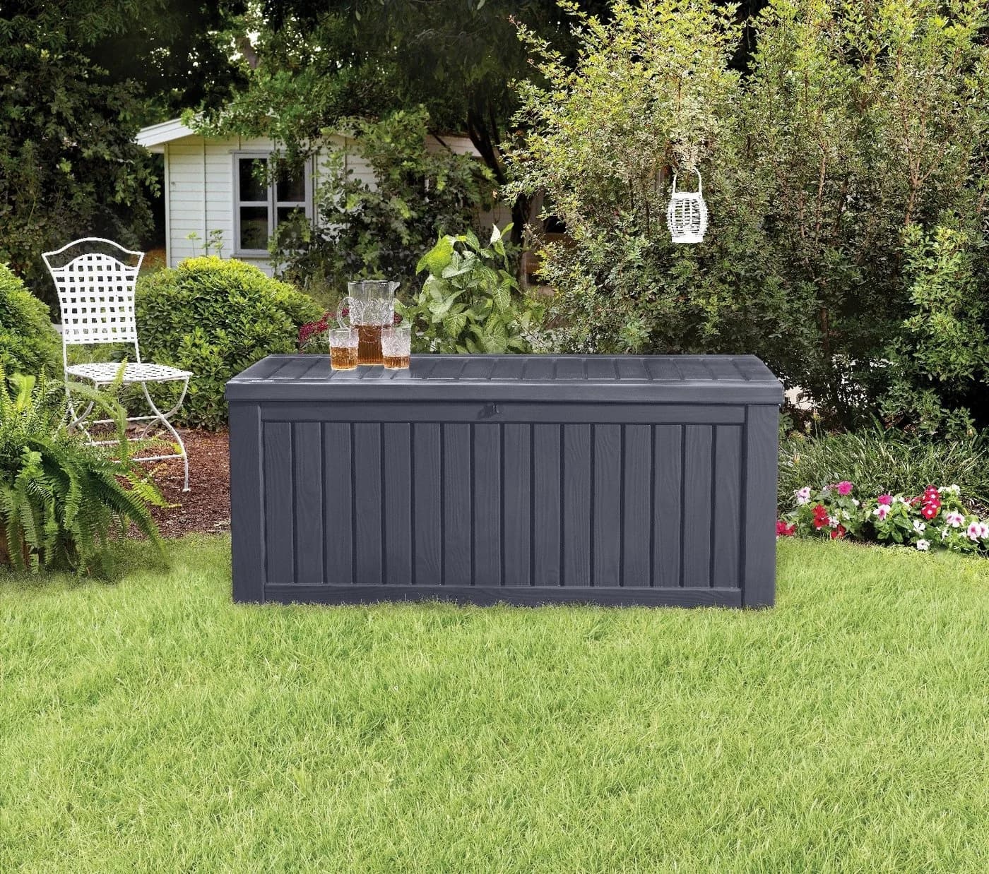 Keter Gartenbox Rockwood 570L Anthrazit Holzoptik Aufbewahrungsbox Truhe - Bild 4