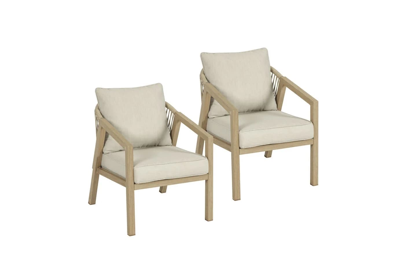 Koll Living Gartenlounge-Set 'Amber' 2-tlg. Beige Braun Stahl Holzoptik - Bild 2