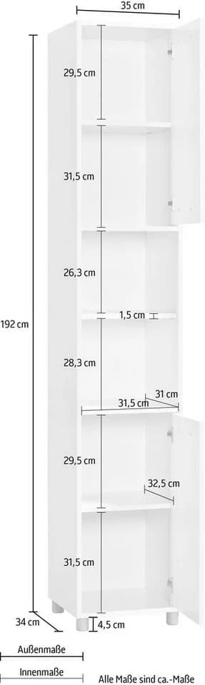 PROCONTOUR Hochschrank Betty Weiß/Anthrazit 6 Fächer - Bild 3
