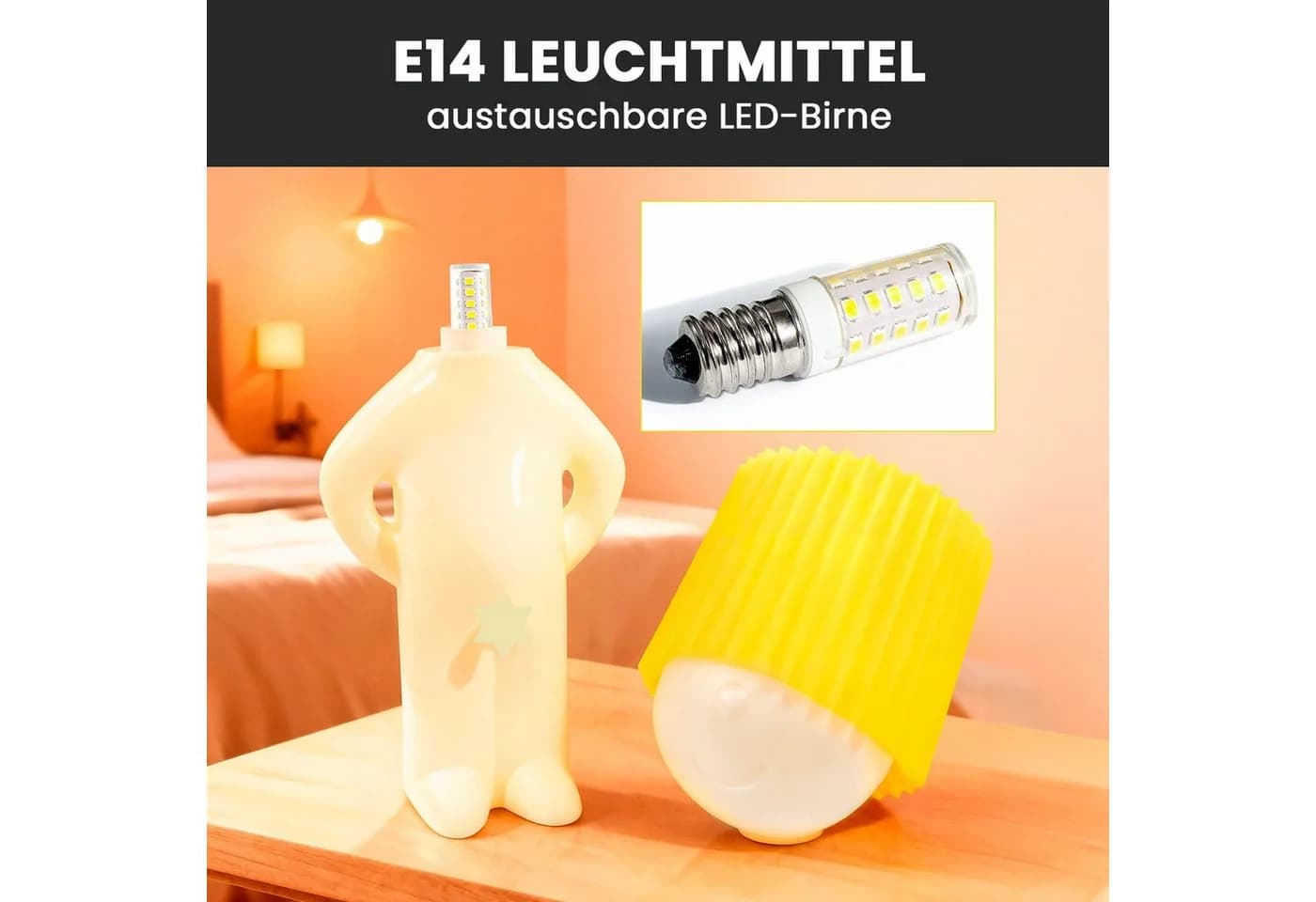 EAXUS LED Nachttischlampe Witzige LED Nachttischlampe Dekoleuchte Scherzgeschenk LED wechselbar Warmweiß Beleuchtetes Männchen mit Schniedel-Schalter - Bild 4