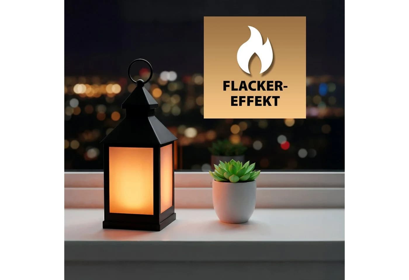 EAXUS LED Laterne mit Flammeneffekt Dunkelgrau Schwarz - Bild 4
