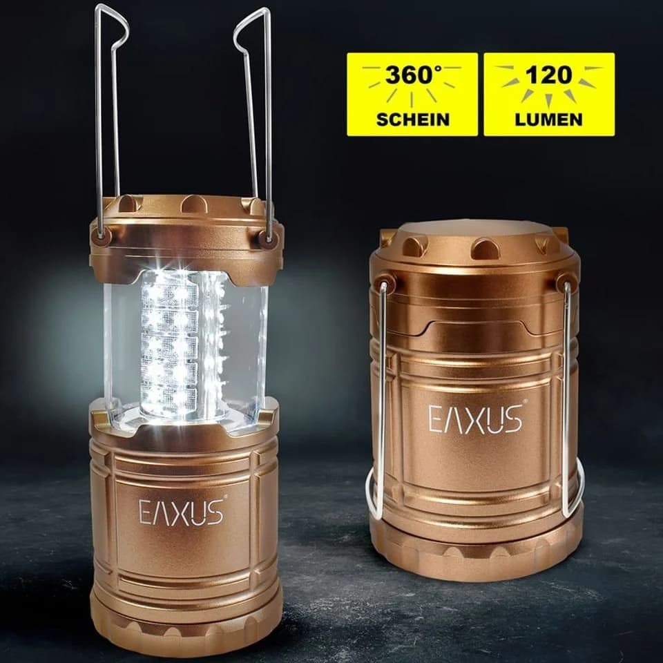 EAXUS Gartenleuchte 30 LED Campinglampe Kupfer Batteriebetrieben Ausziehbar - Bild 2
