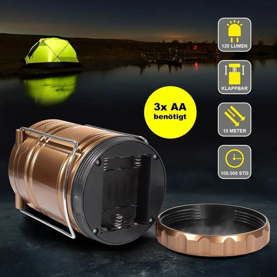 EAXUS Gartenleuchte 30 LED Campinglampe Kupfer Batteriebetrieben Ausziehbar - Bild 5