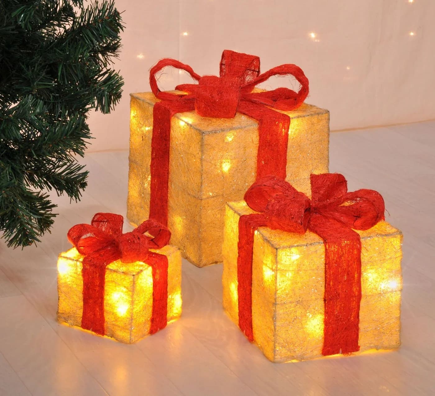 bonsport LED Beleuchtete Geschenkboxen 3er-Set Sisal - Bild 3