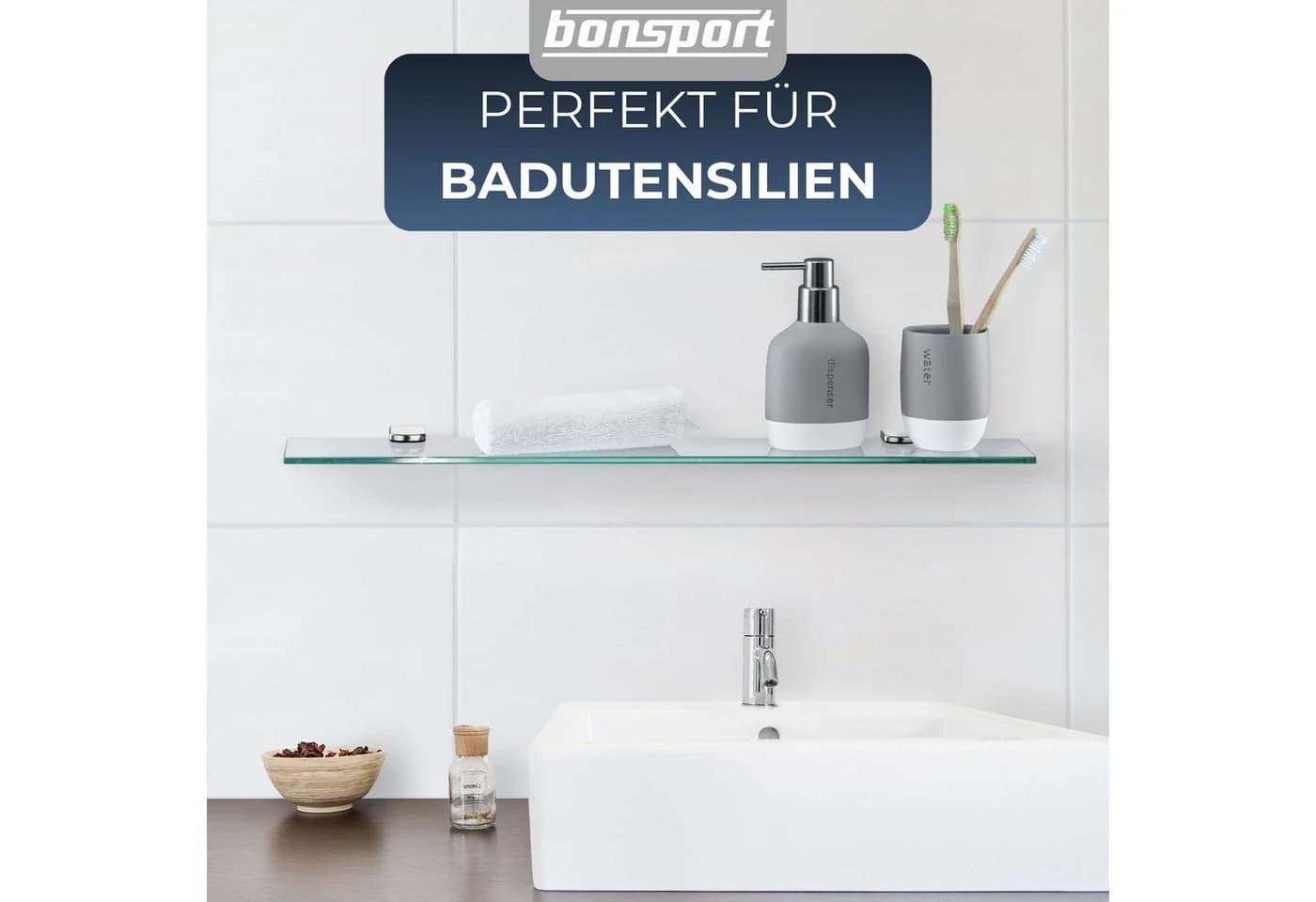 bonsport Badregal Glas Regal Milchglas Rechteckig