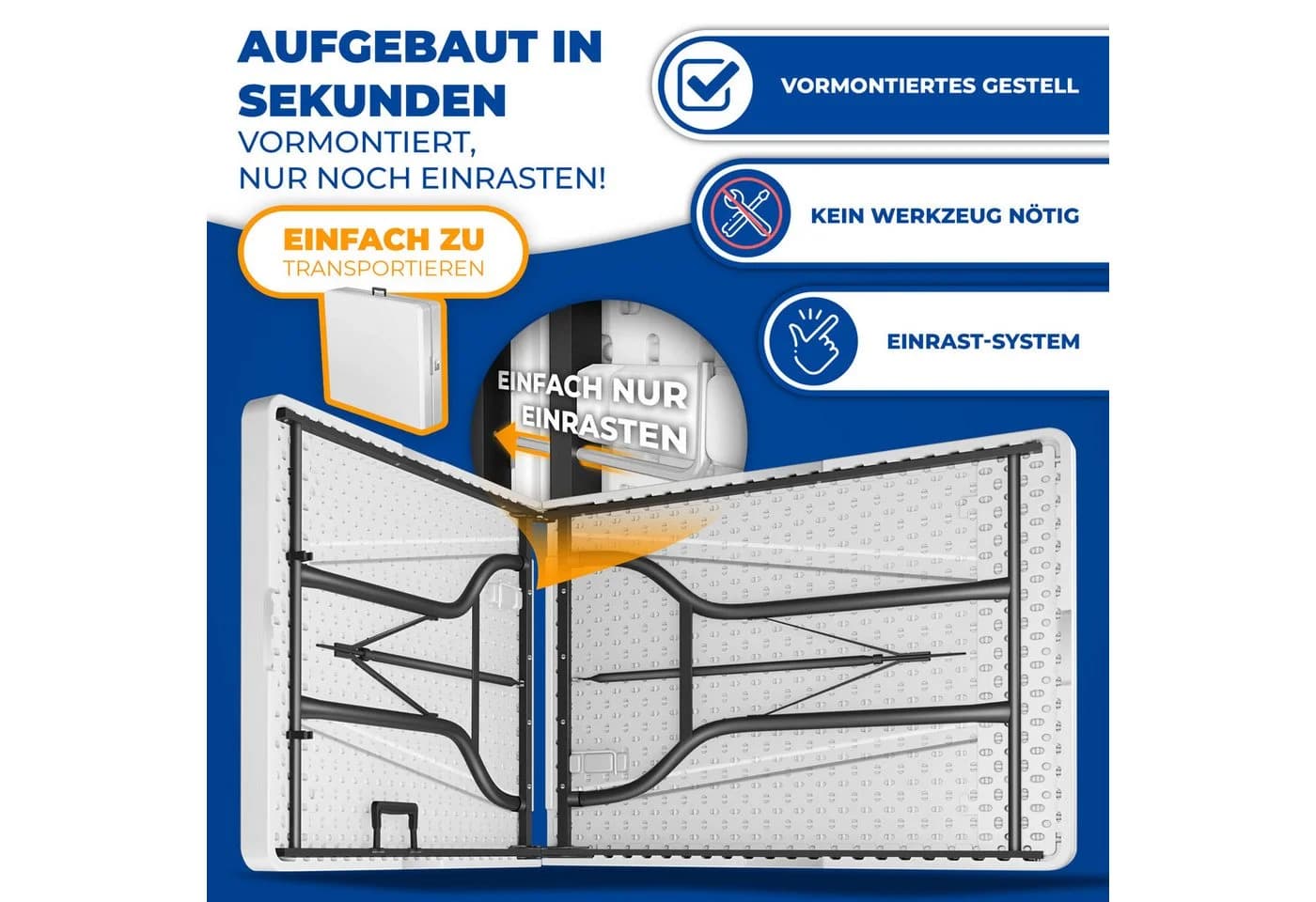 KESSER Klapp-Tisch Weiß Kunststoff Stahl - Bild 4