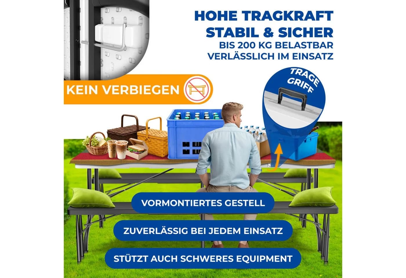 KESSER Klapp-Tisch Weiß Kunststoff Stahl - Bild 5