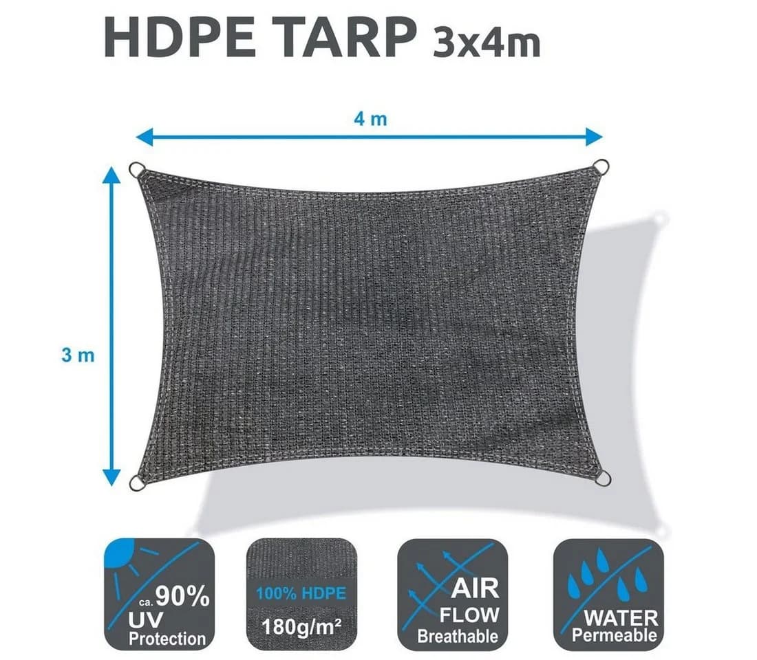 yourGEAR Sonnensegel 3 x 4 m HDPE UV-Schutz