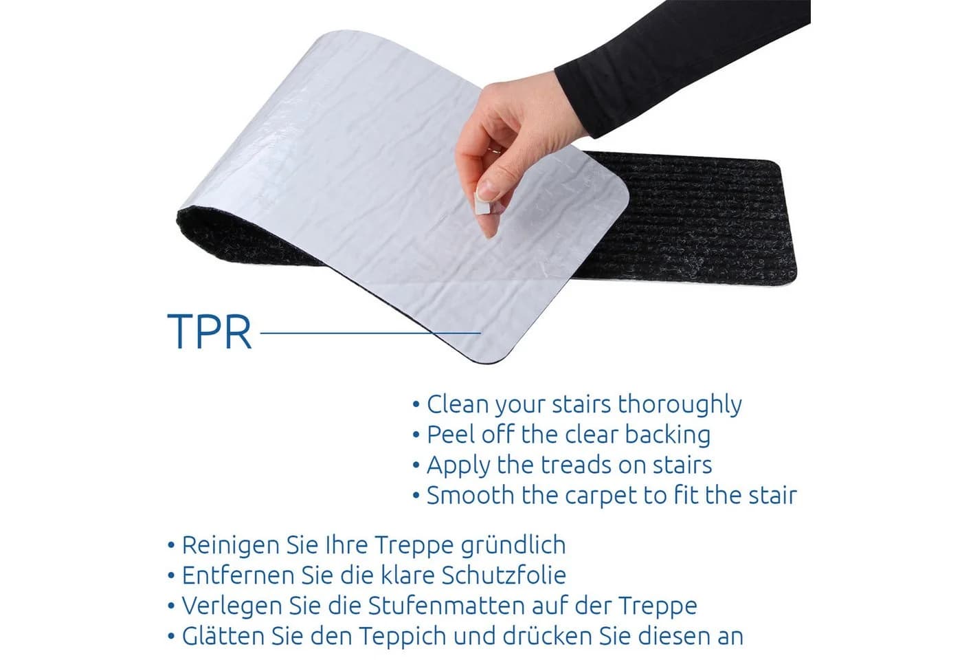 yourGEAR Stufenmatte selbsthaftend grau TPR Unterseite - Bild 4