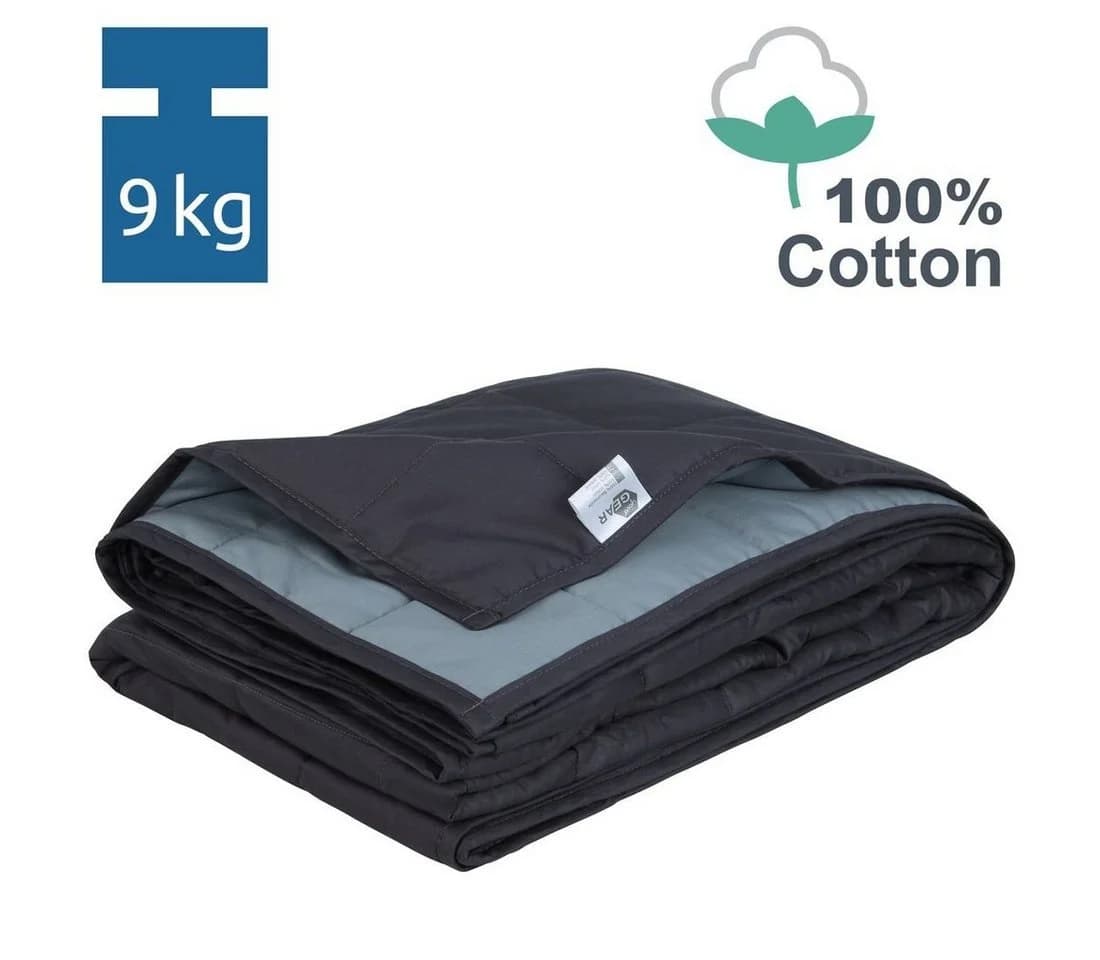yourGEAR Gewichtsdecke Como 9kg Therapiedecke Grau 100% Baumwolle - Bild 3