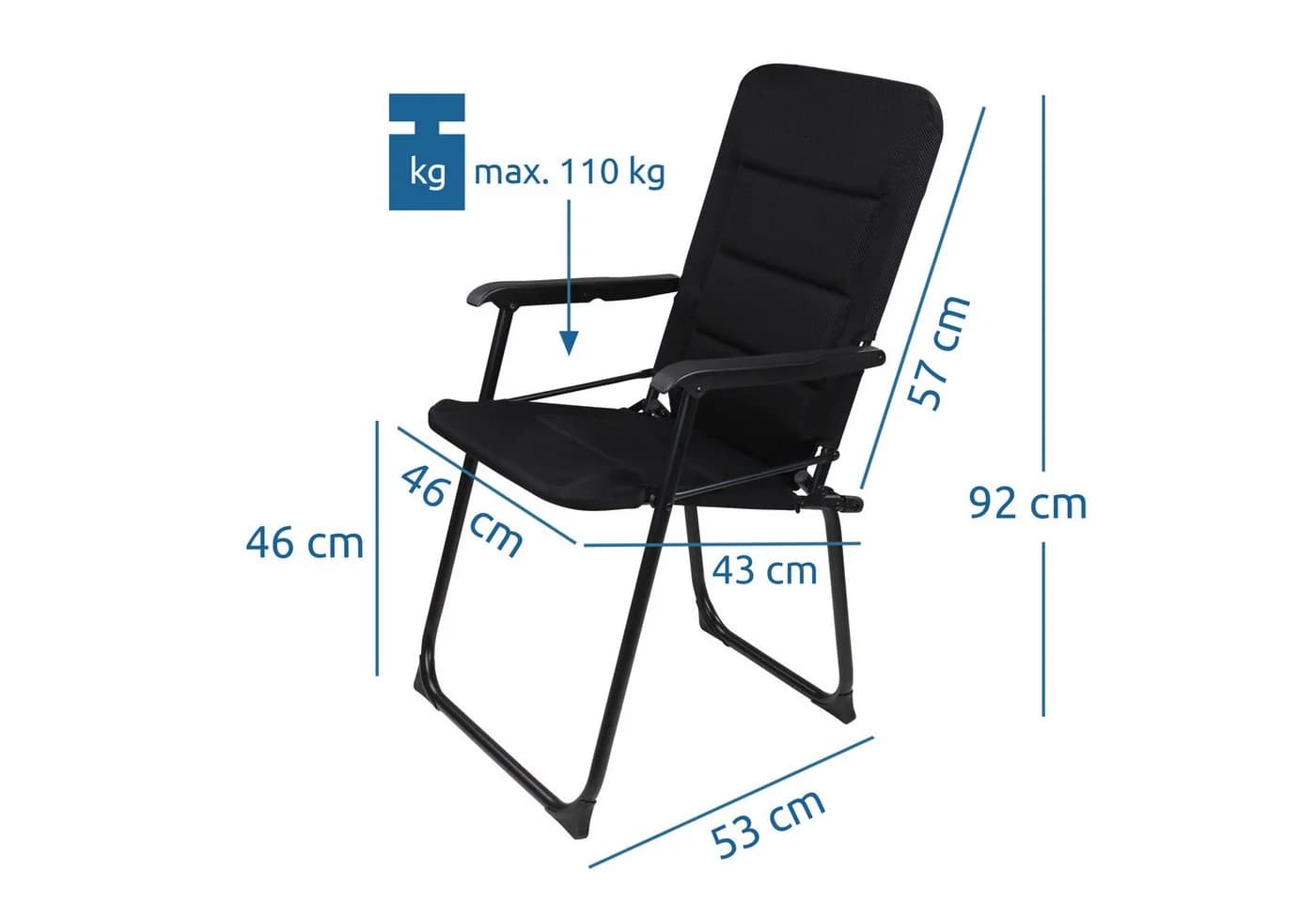 yourGEAR Klappstuhl Lipari 3D Mesh gepolsterter Campingstuhl Dunkelanthrazit