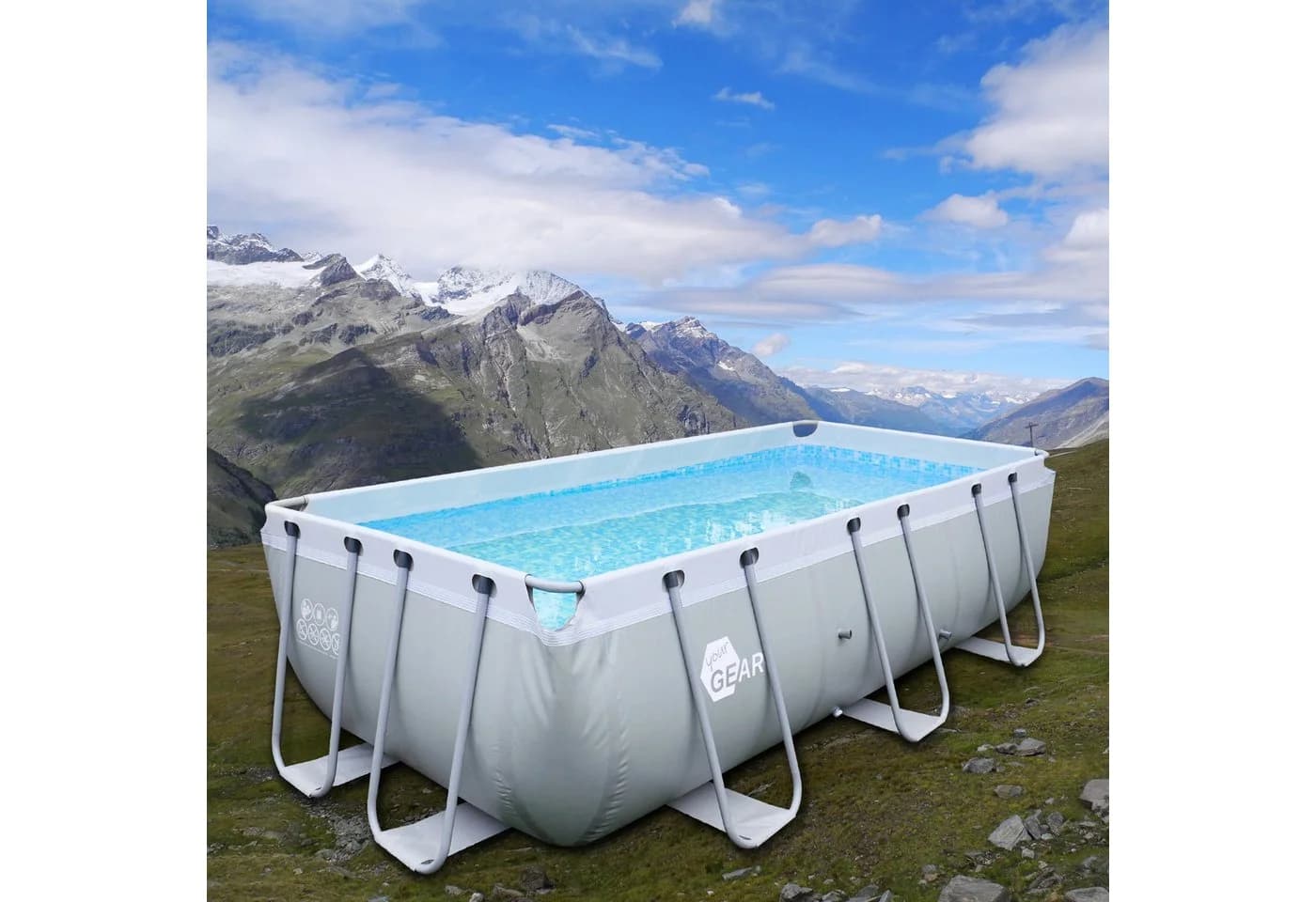 yourGEAR Stahlrahmenpool Rechteck 4x2m Gartenpool mit Sicherheitsabdeckung - Bild 4