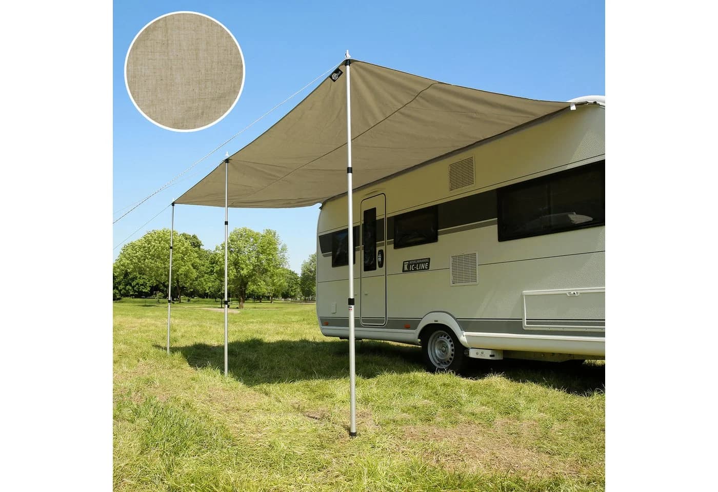 yourGEAR Caravan Tarp Sonnensegel Beige/Grau mit Teleskopstangen - Bild 2